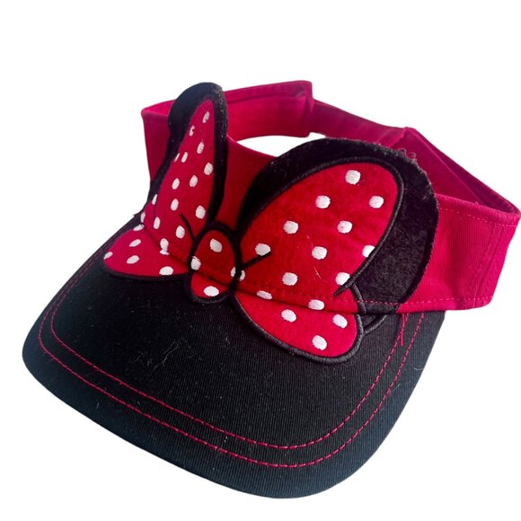 Disney Minnie Mouse Red & Black Visor Hat For Woman or Older Kids - Picture 1 of 11